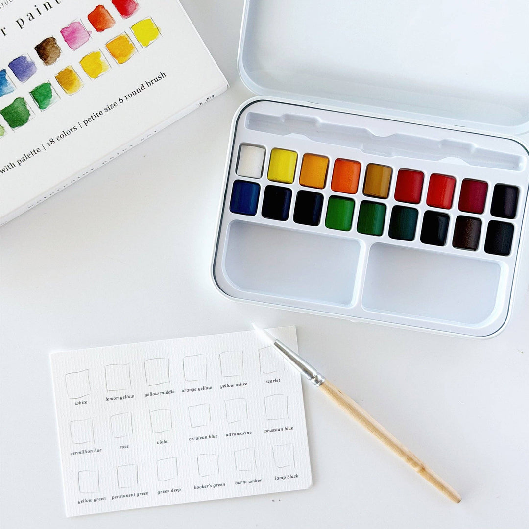 Watercolor Paint Set 18 Colors With Brush