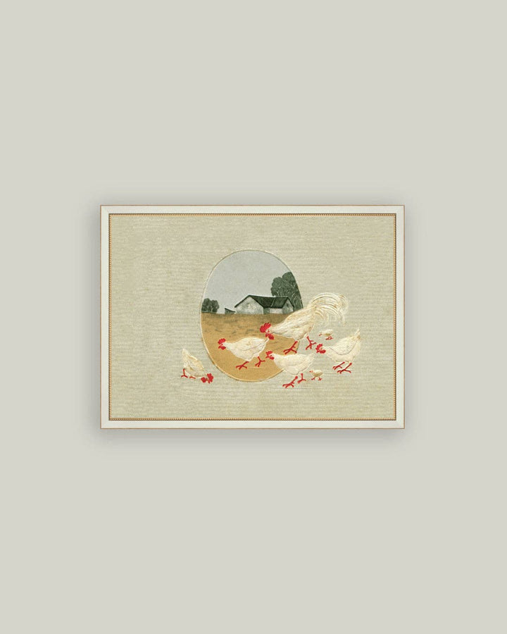 Spring Chickens Framed Antique Art, 2 Sizes
