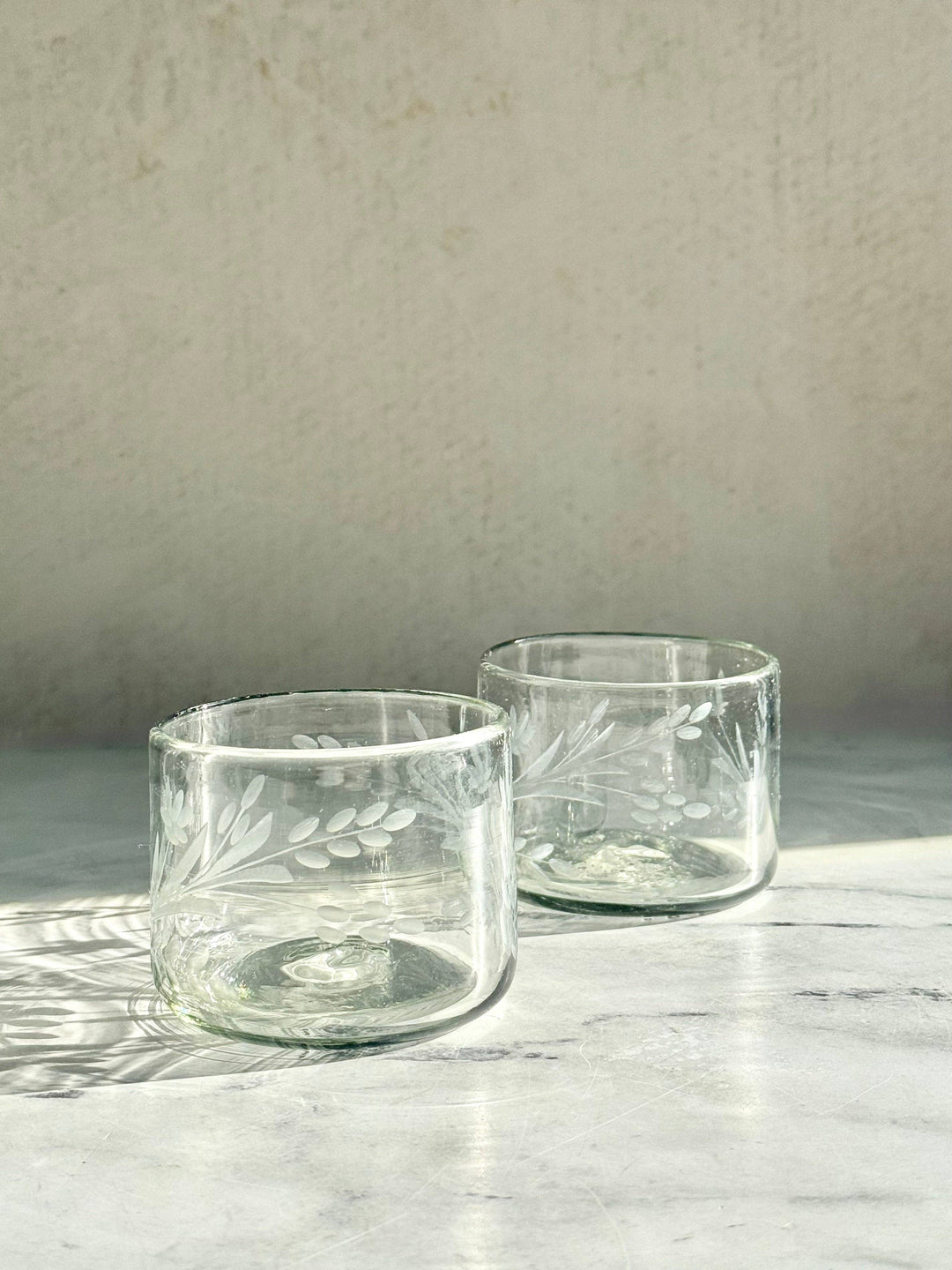 Hand-Etched Short Glass