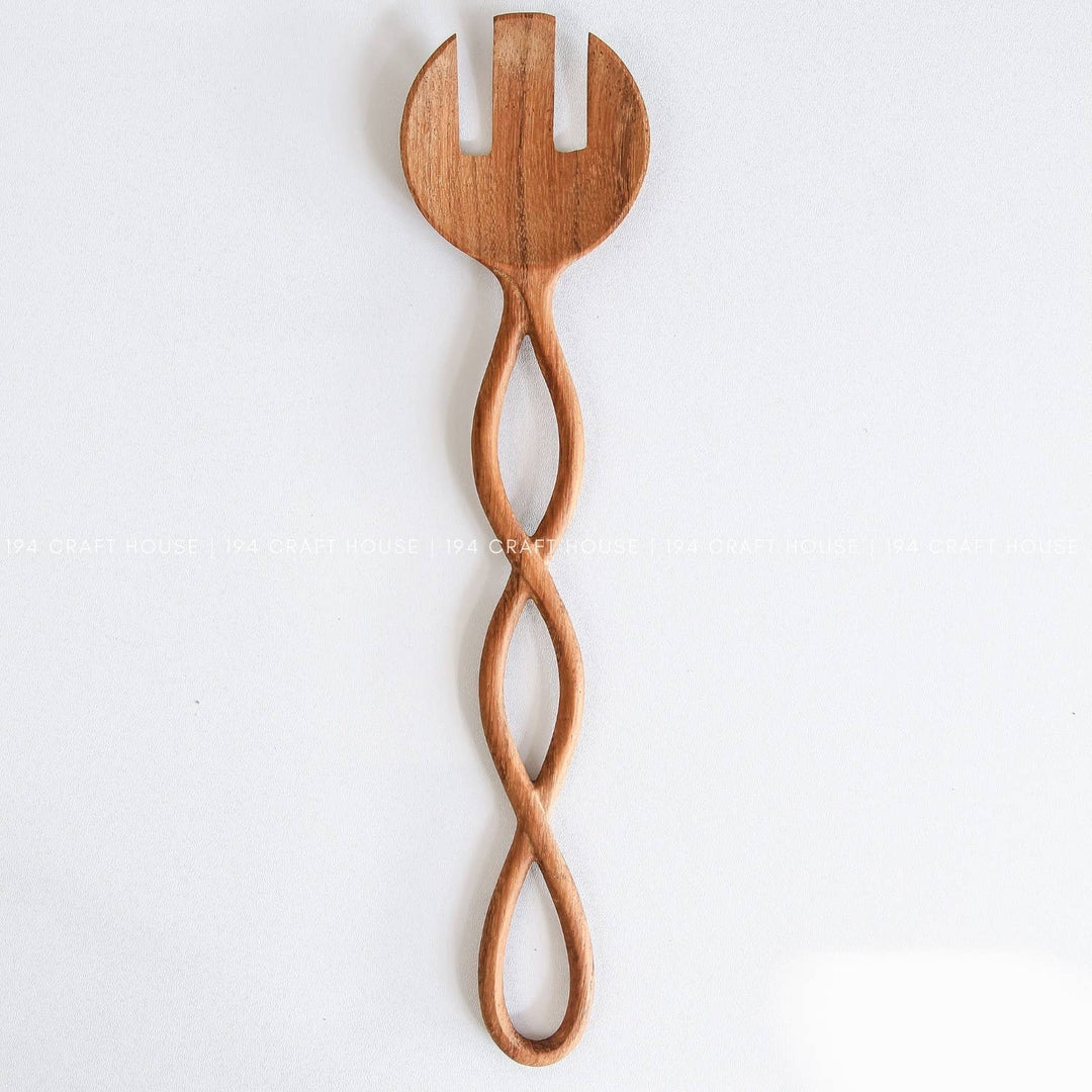 12" Twisted Handle Wooden Salad Servers