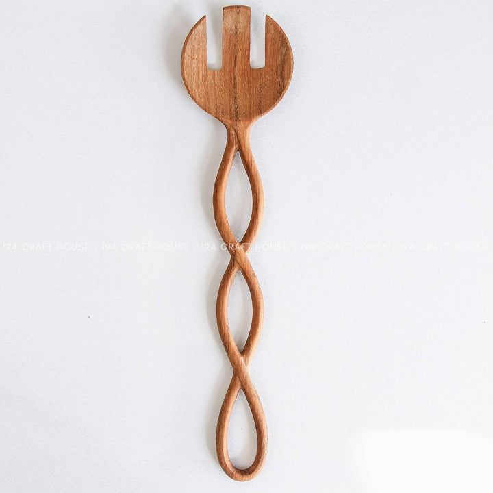 12" Twisted Handle Wooden Salad Servers