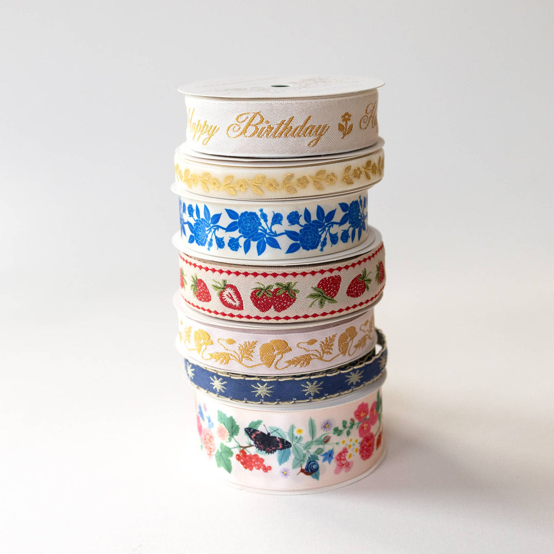 Gold Poppy Embroidered Ribbon