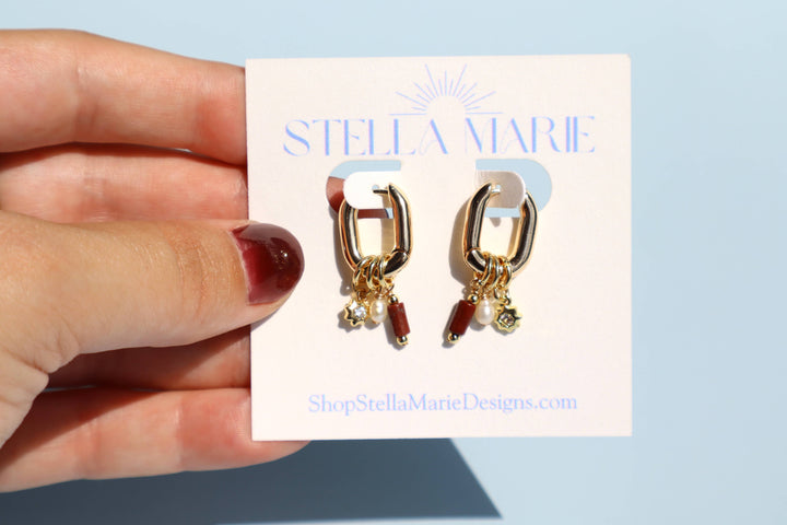 Maroon Charm Earrings
