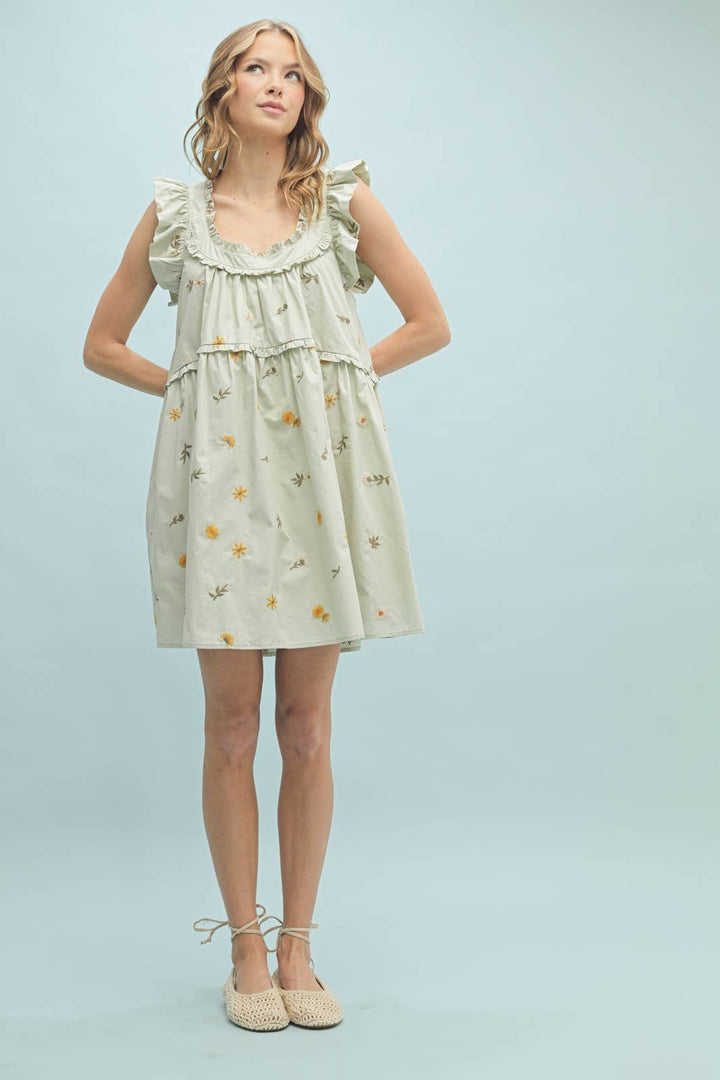 Floral Ruffle Mini Dress in Two Colors