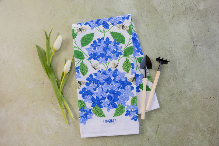 Blue Hydrangeas Tea Towel
