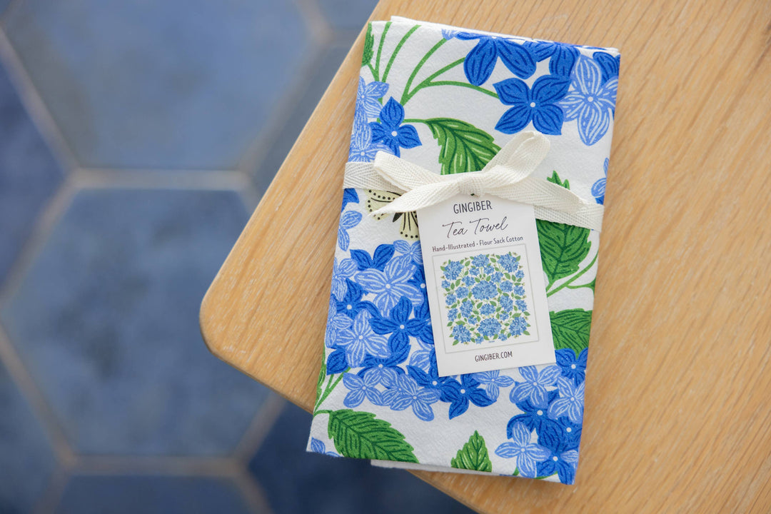 Blue Hydrangeas Tea Towel