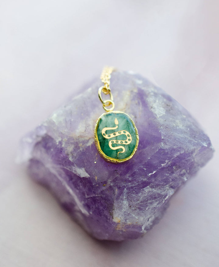 Emerald Snake Pendant Necklace