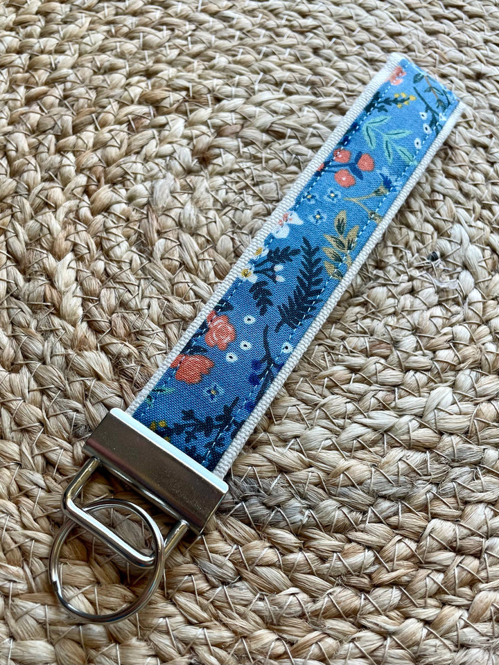 Rifle Paper Co. Dainty Blue Floral Keychain Wristlet