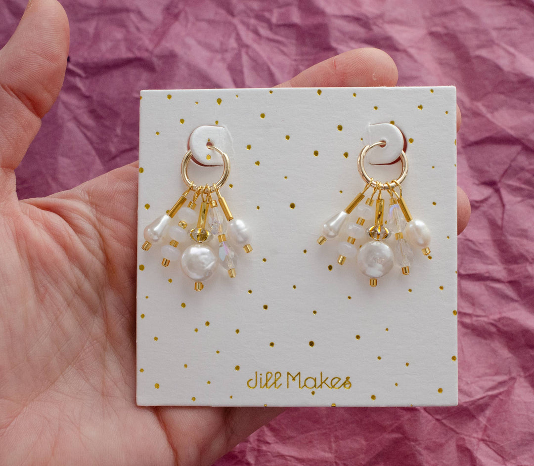Pearl Dangle Hoop Earrings