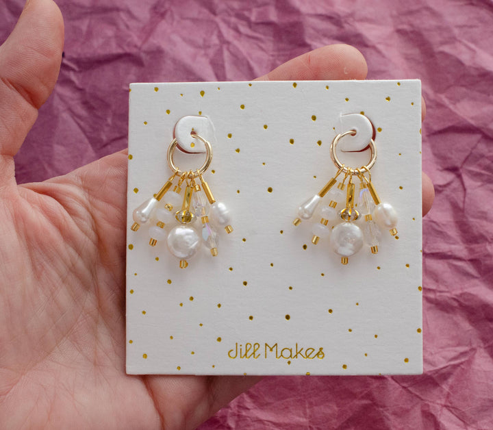 Pearl Dangle Hoop Earrings