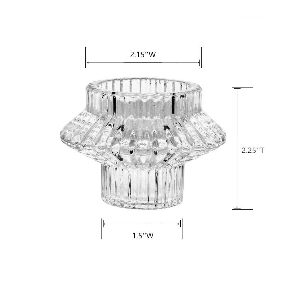 Taper or Tea Light Glass Candle Holder (Multiple Colors)
