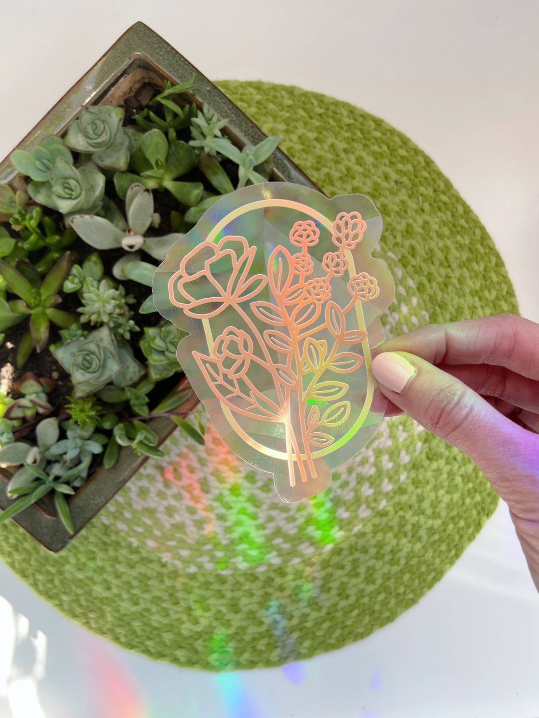 Peach Floral Suncatcher Sticker
