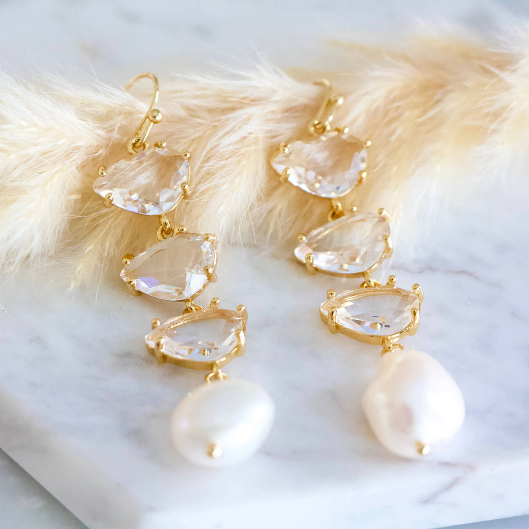 Crystal And Pearl Earrings 