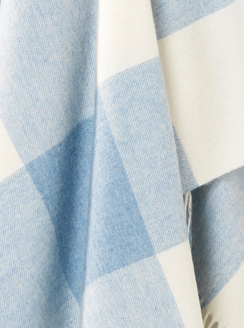 Pastel Block-Check Merino Lambswool Throw, 3 Colors