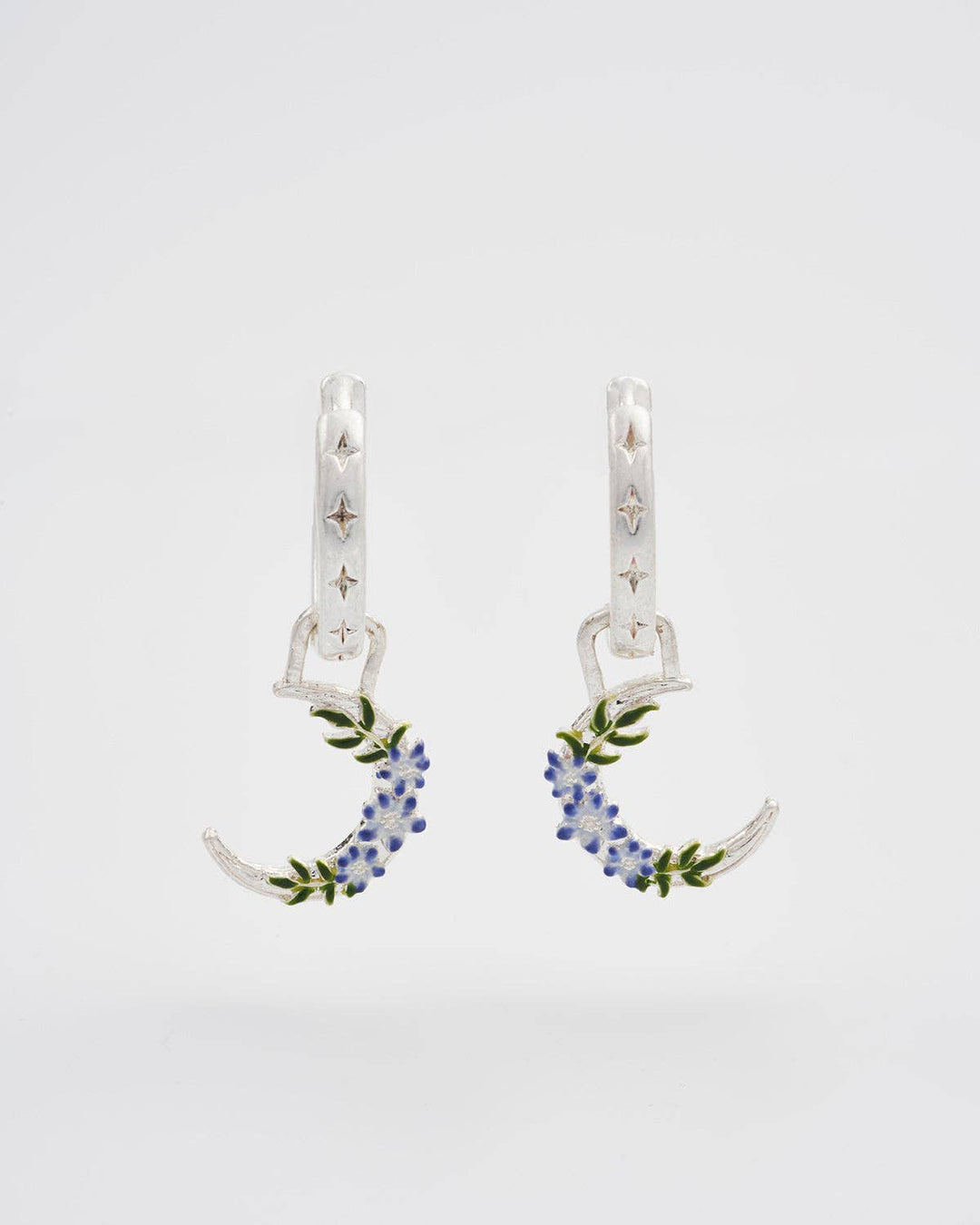 Nightshade Moon Silver Huggie Earrings