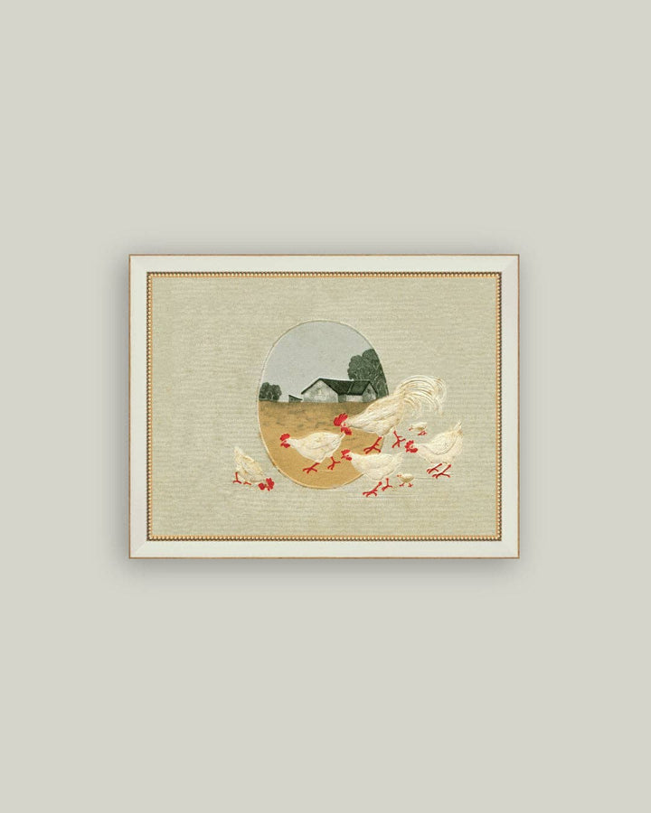 Spring Chickens Framed Antique Art, 2 Sizes