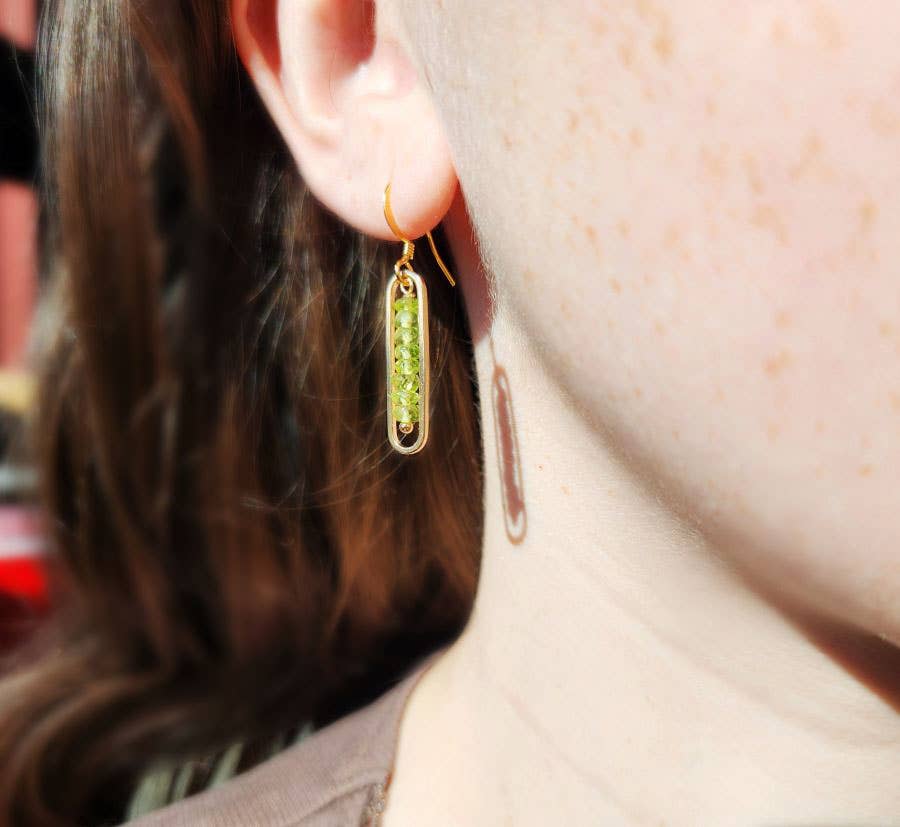 Peridot Gold Peapod Earrings