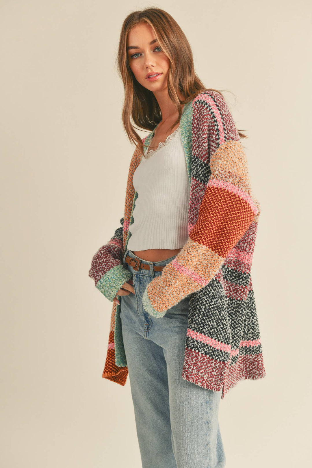 Oversized Color Block Cardigan in 2 Colors