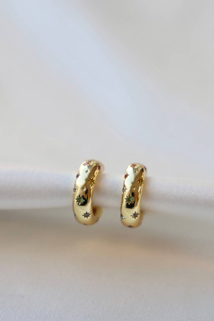 Penny CZ Star Hoop in Gold