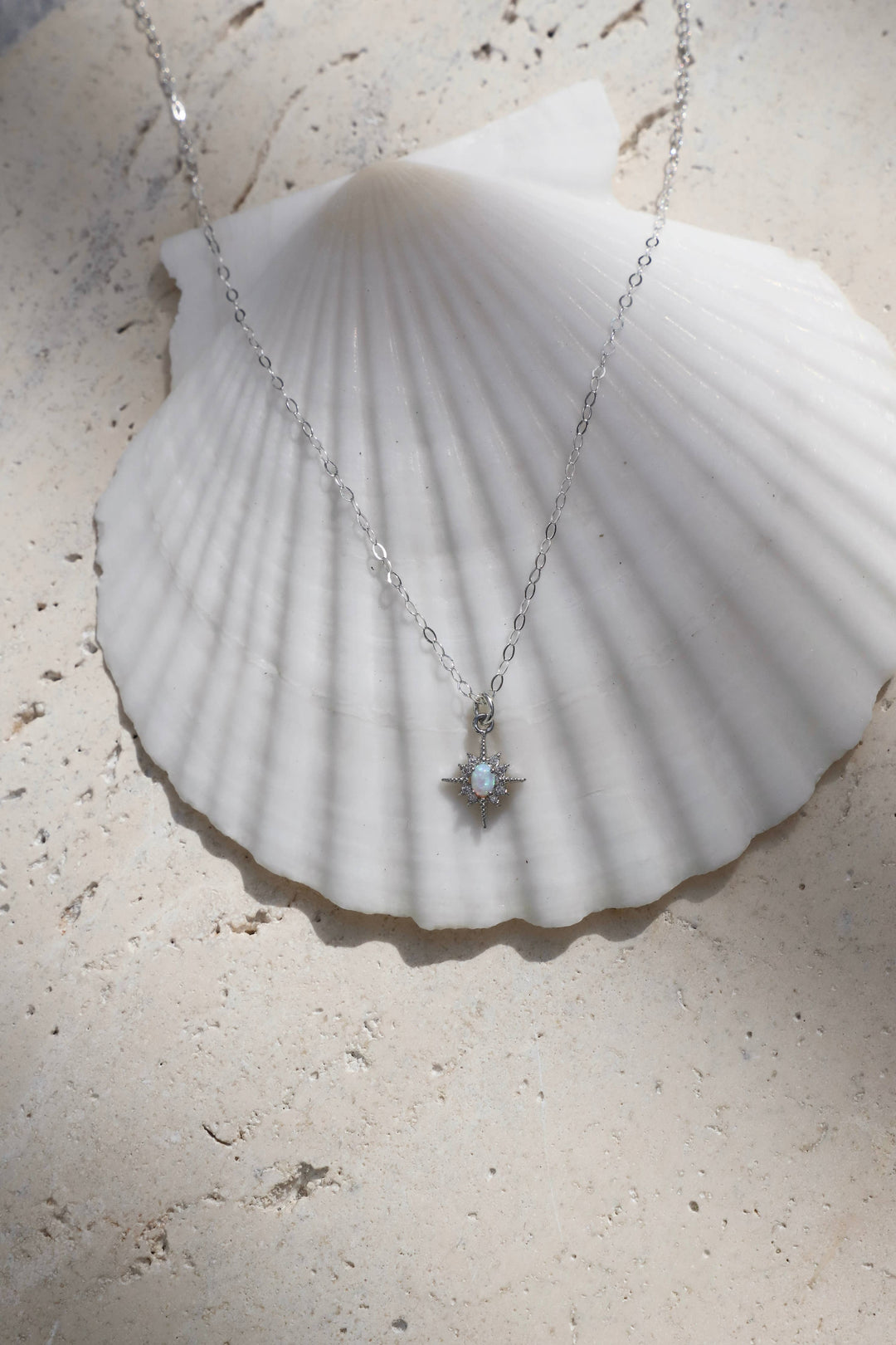 Opal Star Necklace in Silver