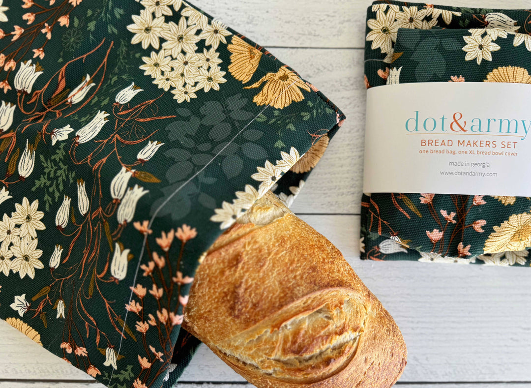 Enchanted Garden Bread Makers Set- Bread Bag and Bowl Cover