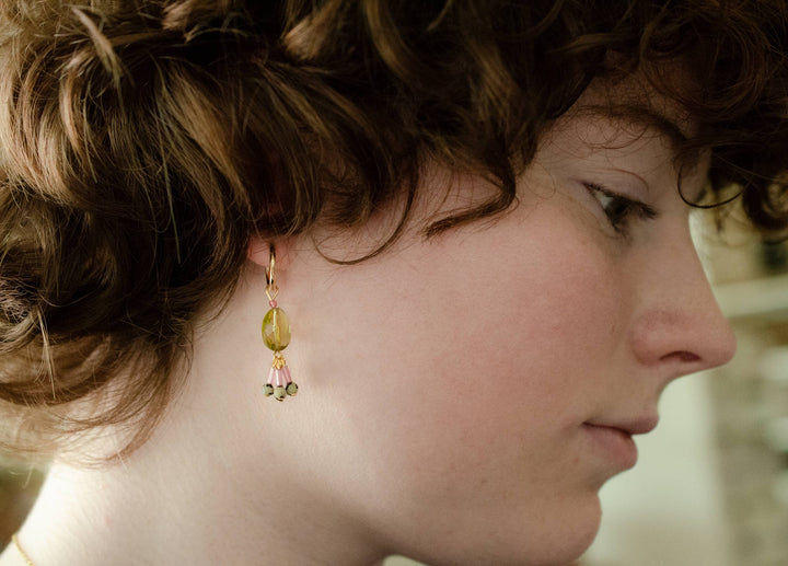 Alma Green Quartz Dangle Hoops