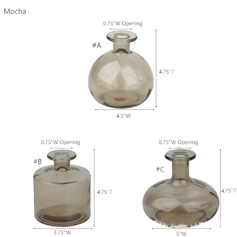 Glass Bud Vases, Round, Multi-color