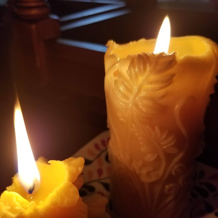 Fern Pillar Beeswax Candle
