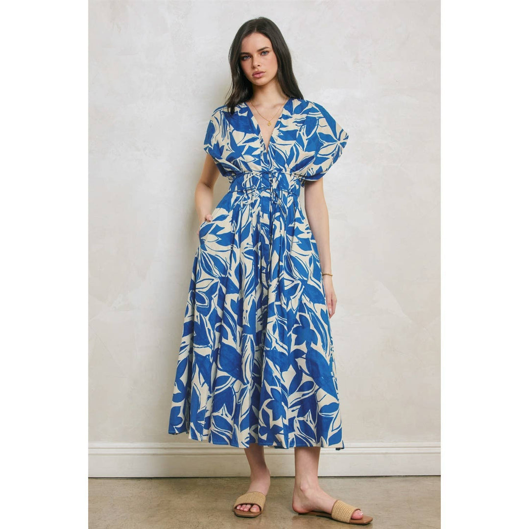 Mykonos Pleated Cinch Waist Midi Dress