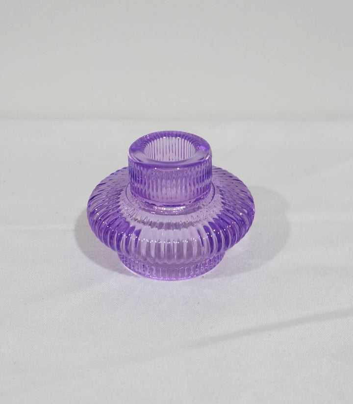Taper or Tea Light Glass Candle Holder (Multiple Colors)