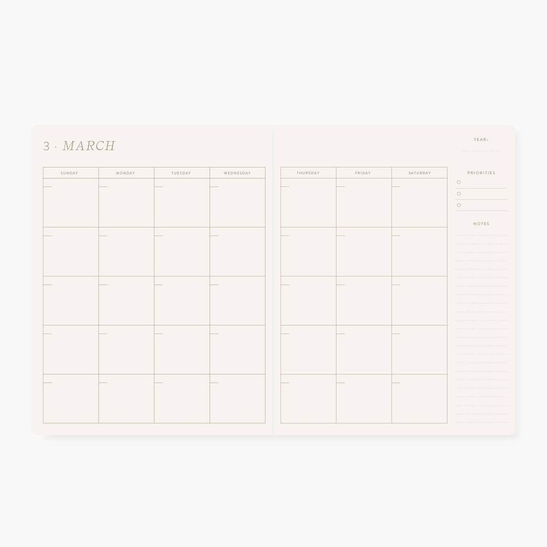 Camellia Undated Monthly Planner