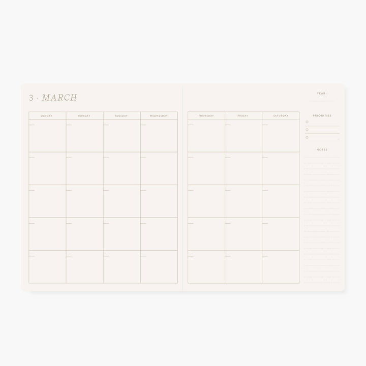 Camellia Undated Monthly Planner