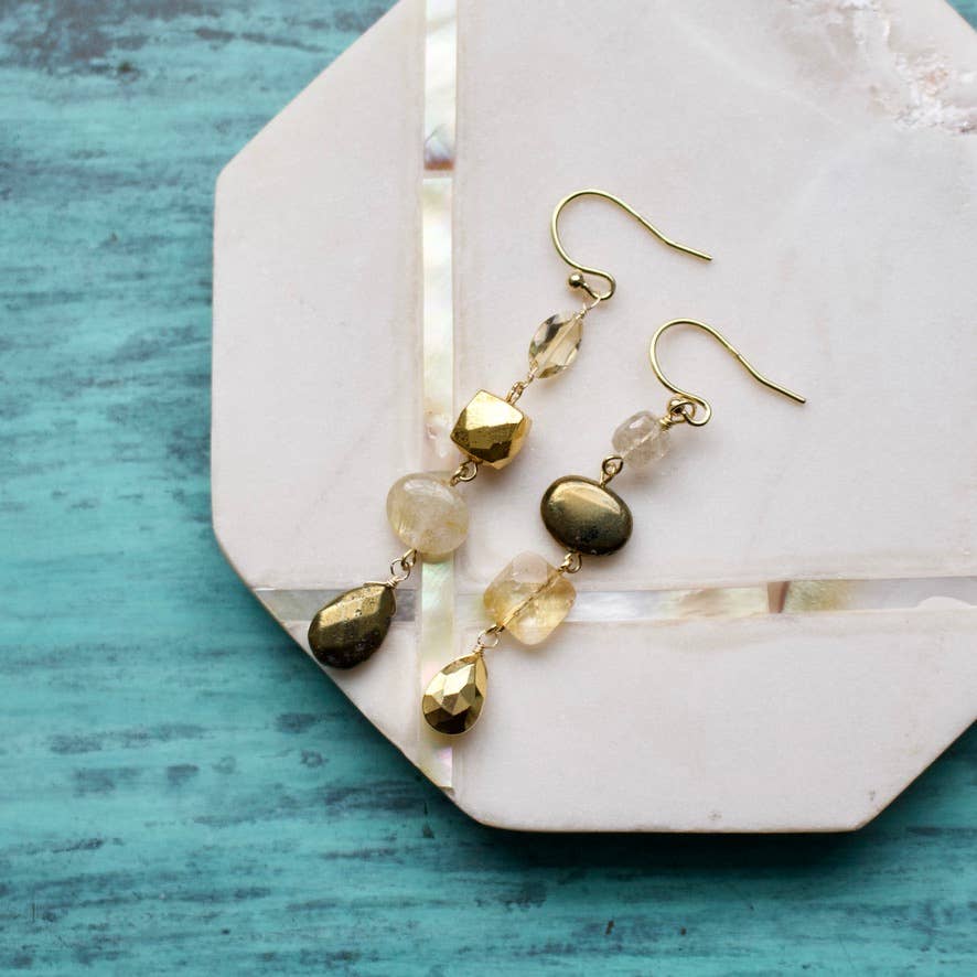 Semi-Precious Mismatched Earrings in Carnelain/Pink