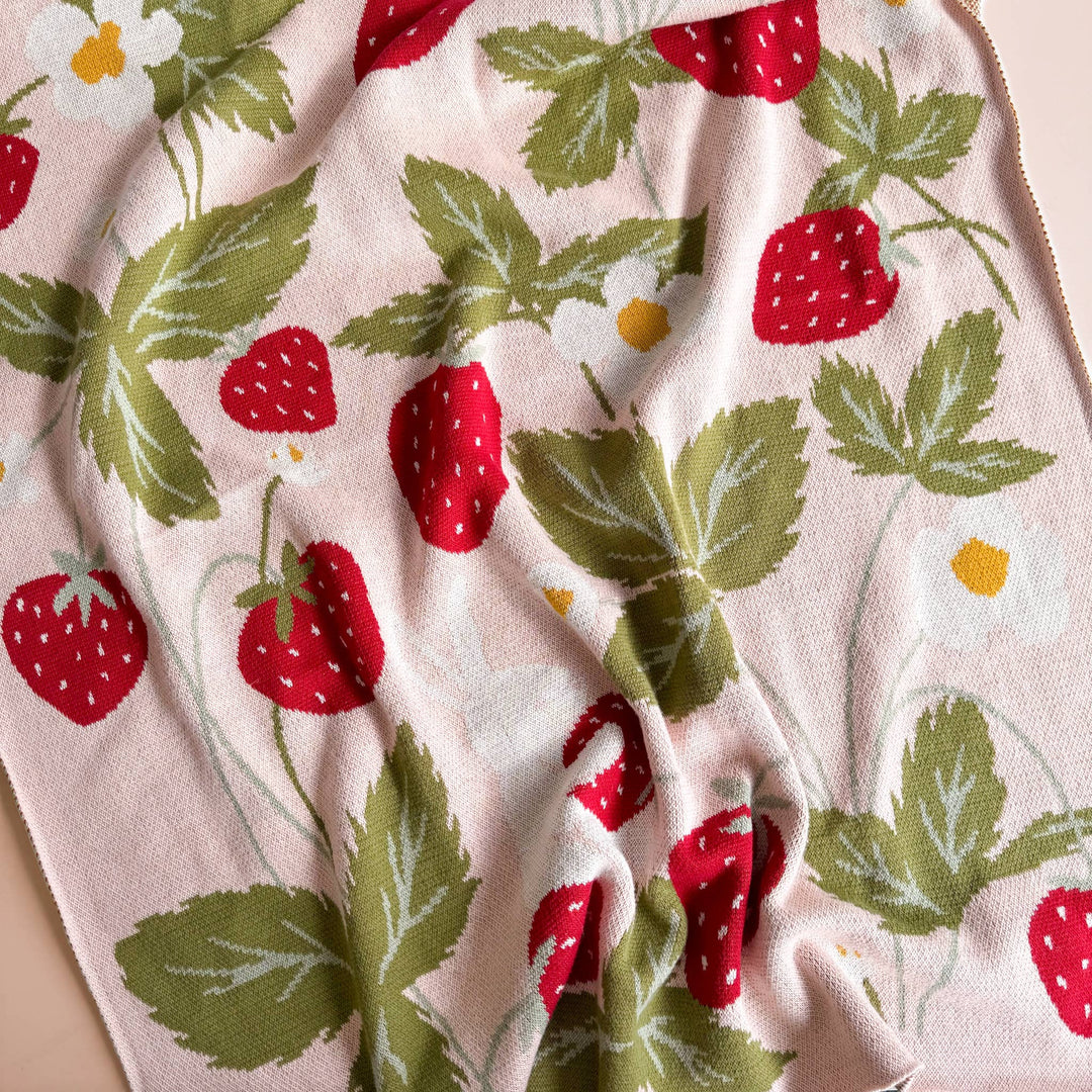 Strawberry Blanket with Bailey Bunny