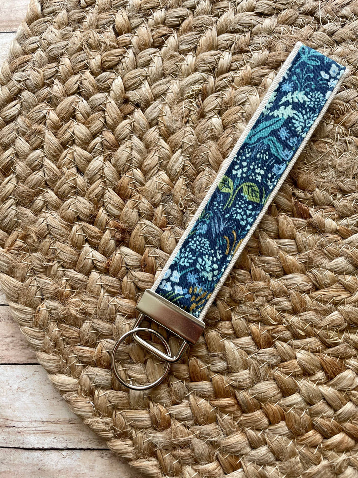 Light Blue Wildflower Keychain Wristlet