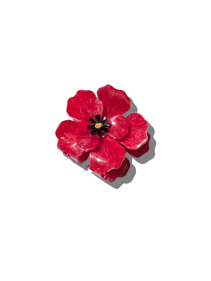 Origami Red Poppy Flower Claw Hair Clip