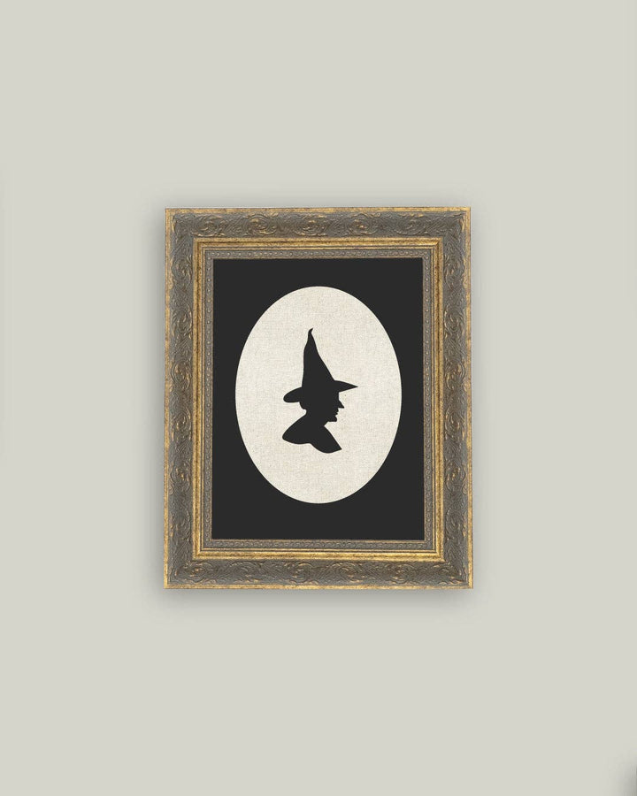 Witch Silhouette Framed Antique Art, 2 Sizes