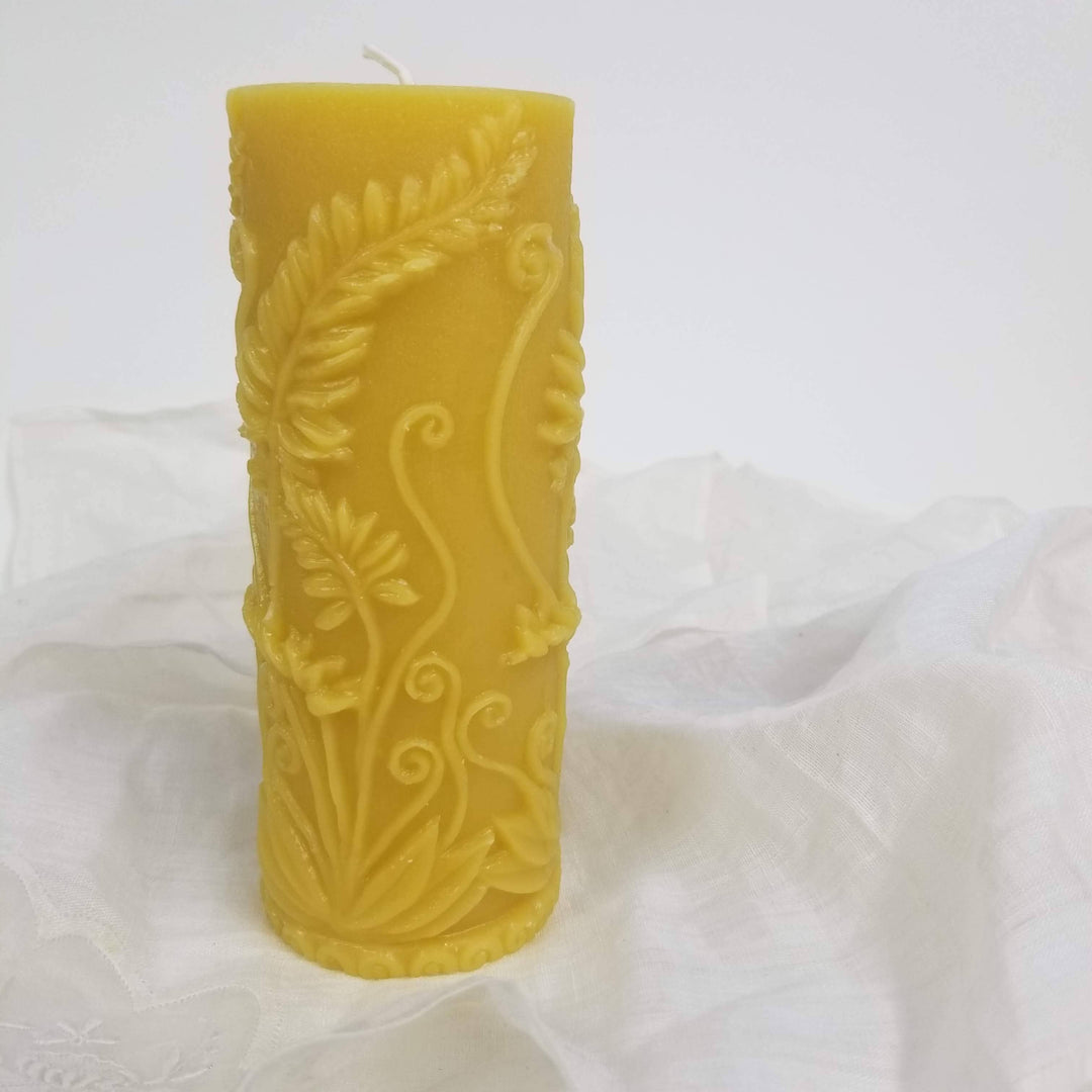 Fern Pillar Beeswax Candle