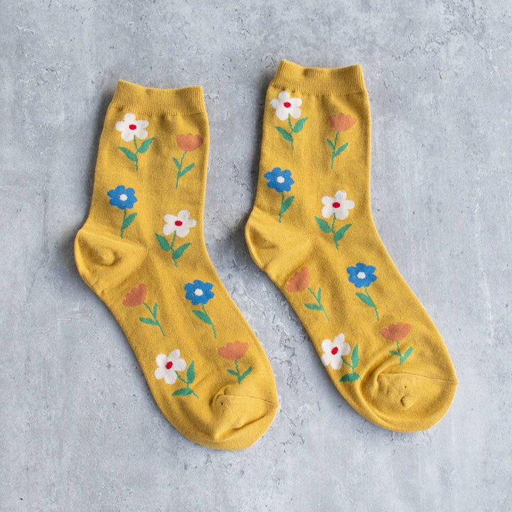 Favorite Flower Casual Socks in Mustard