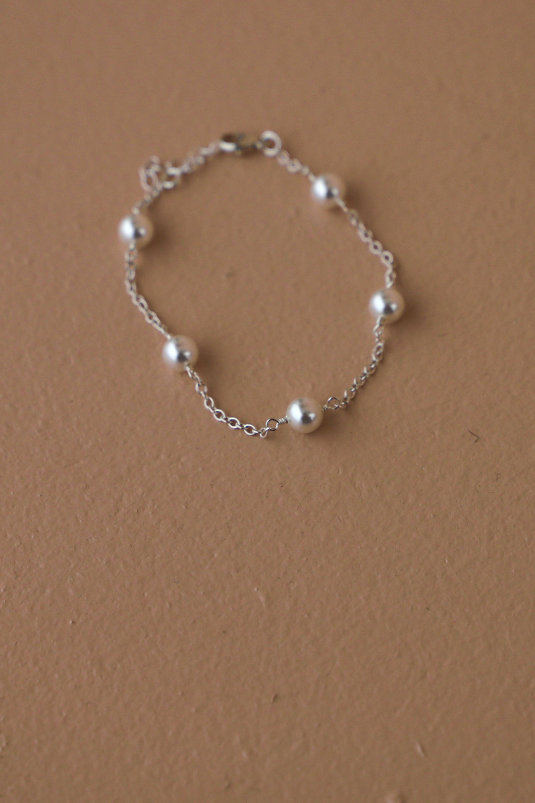 Silver Pearl Station Bracelet