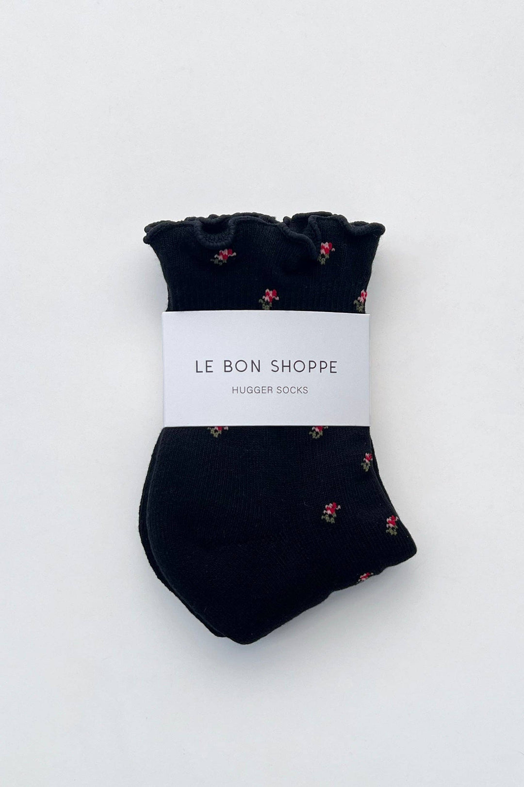 Petal Ruffled Hugger Crew Socks in Black
