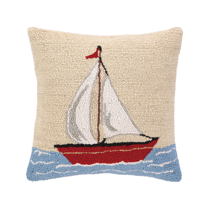 Sailboat Hook Pillow, 100% Wool