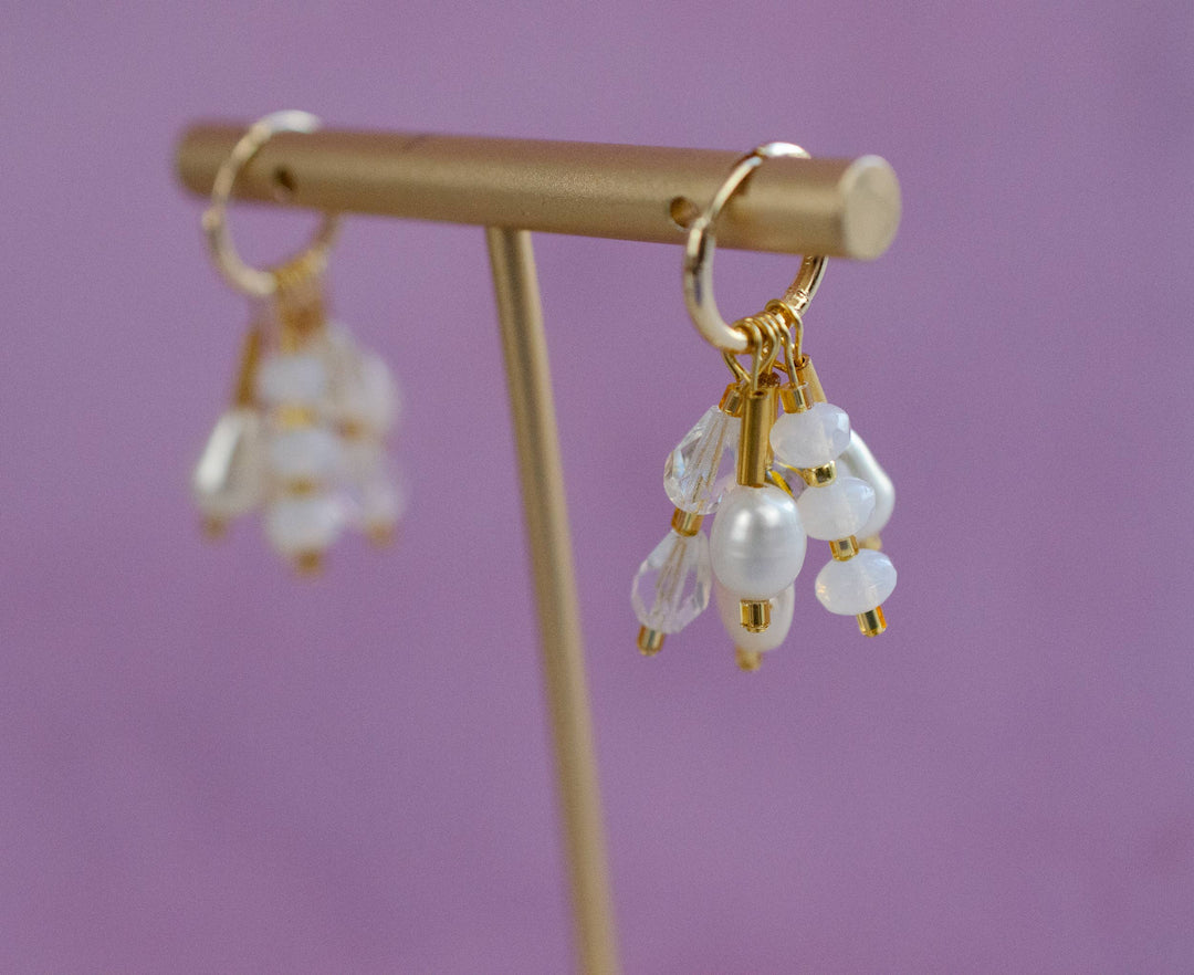 Pearl Dangle Hoop Earrings