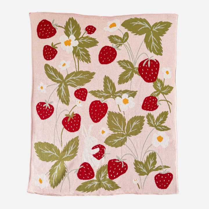 Strawberry Blanket with Bailey Bunny