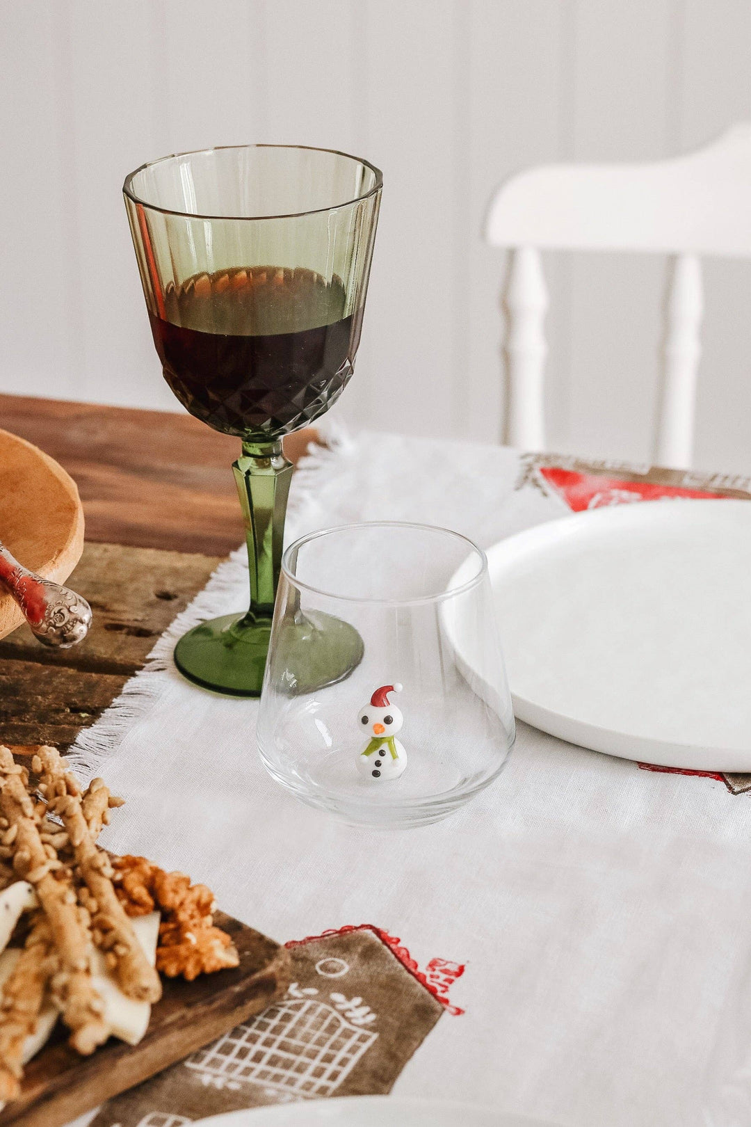 Snowman Figurine Drinking Glass