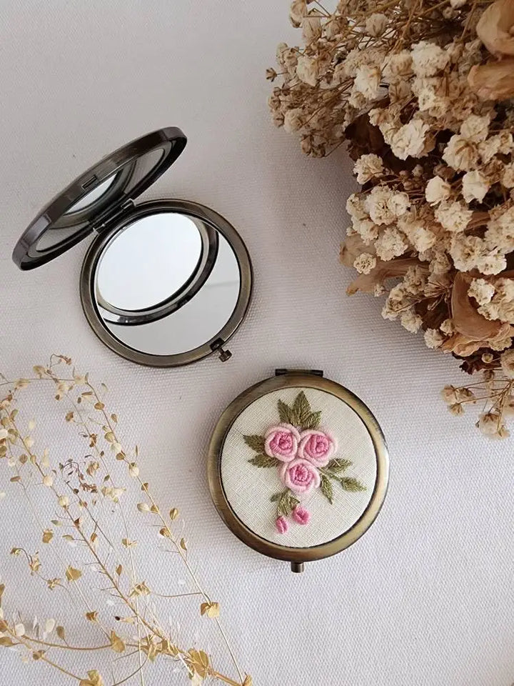 Floral Embroidered Compact Mirror, 4 Styles