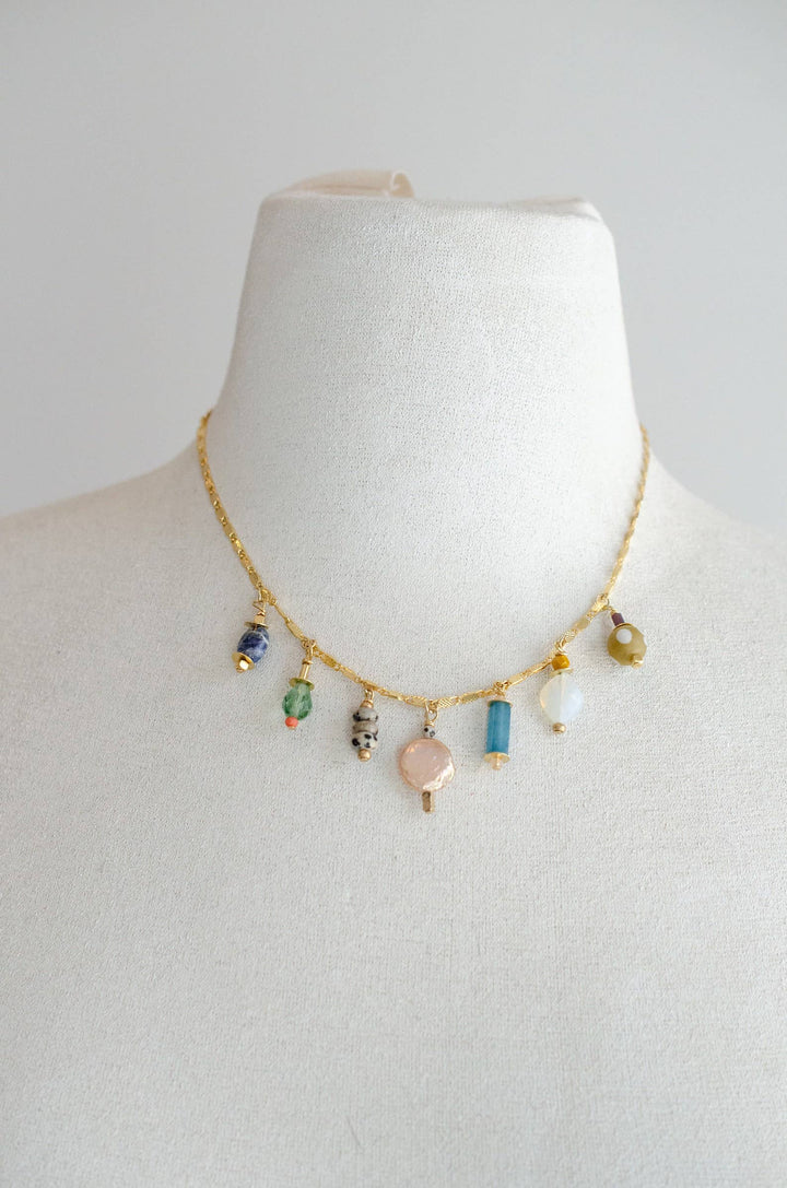 Colorful Beaded Charm Necklace