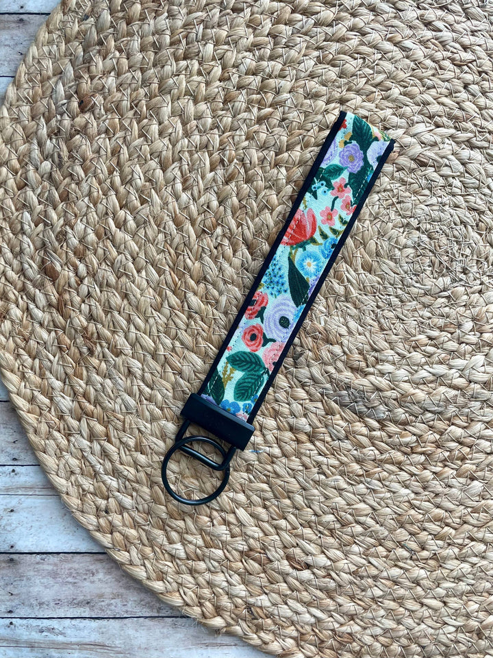 Mint Multicolored Floral Keychain Wristlet