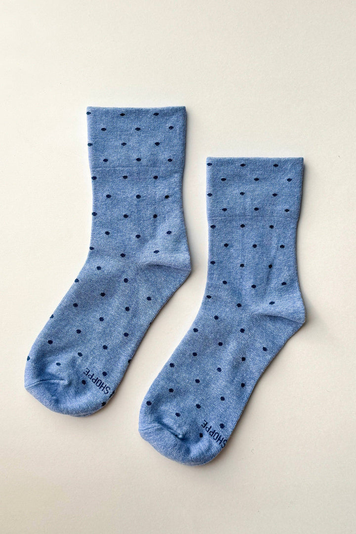 Polka Dot Sneaker Socks in Blue/Navy