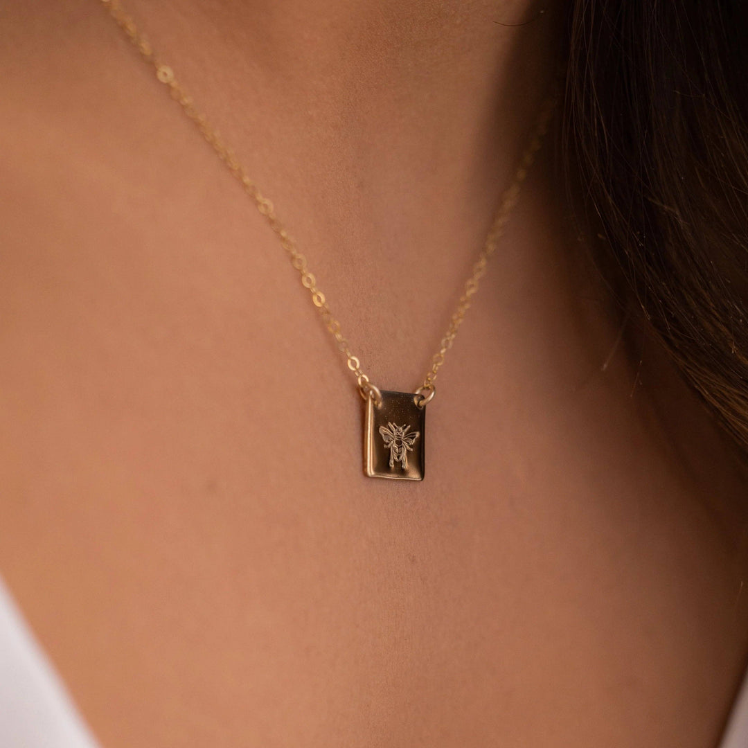 Honey Bee Square Necklace